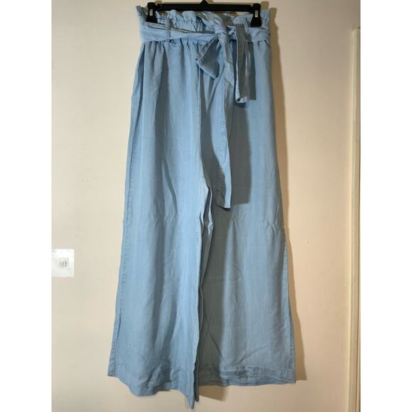 Forever21 Contemporary High Rise Wide Leg With Tie Belt Pants Womens Size L USED - Picture 1 of 7